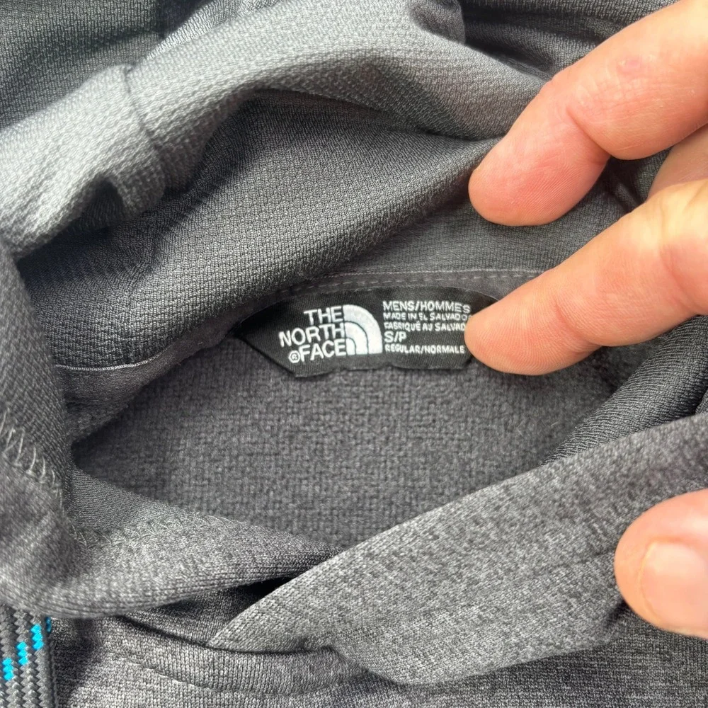 The North‎ Face Hoodie Mens Small Gray Blue Logo Spellout Pullover Sweatshirt